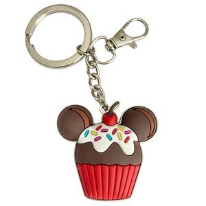 Disney Mickey Mouse Cupcake Snack Keychain Keyring Bag Purse Charm Zipper Pull